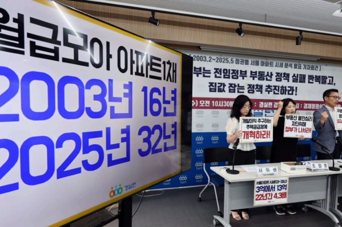 경실련이 정권별 서울 아파트 시세 분석 결과를 발표했다. 사진ㅣ연합뉴스