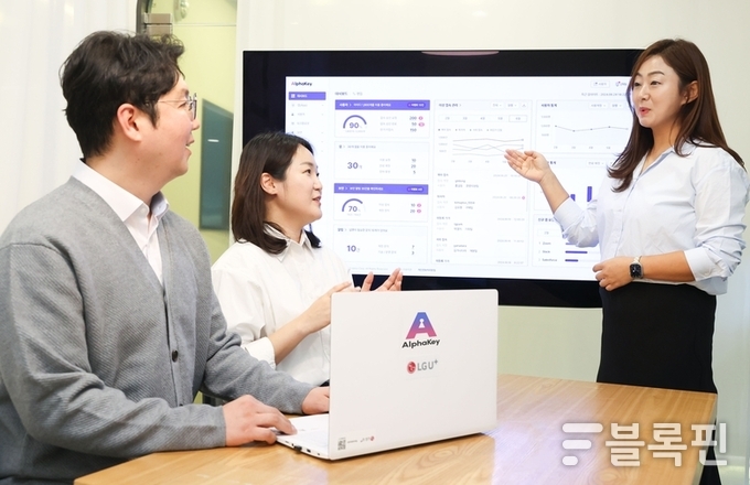 알파키를 소개하는 LG유플러스 임직원. 사진ㅣLG유플러스