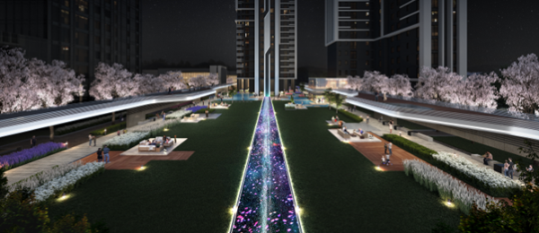총 325m 아트 갤러리 회랑 (L.SQUARE 그랜드갤러리 GRAND GALLERY -야간). 이미지ㅣHDC현대산업개발